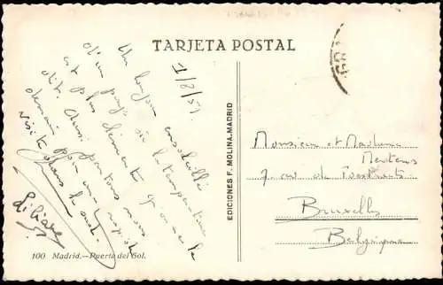 Postale Madrid Puerta del Sol 1951