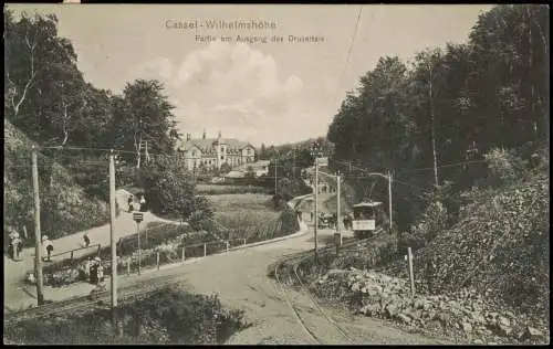 Bad Wilhelmshöhe-Kassel Partie am Ausgang des Druseltals Straßenbahn 1907