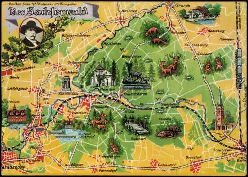 Ansichtskarte  Landkarte Übersichtskarte (Map) vom SACHSENWALD 1980