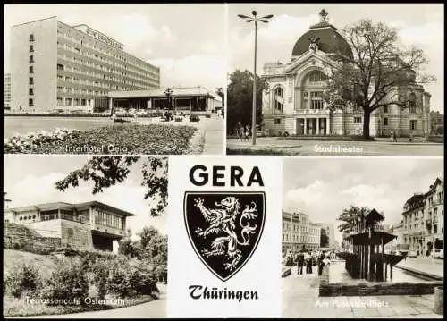 Gera Interhotel Gera, Stadttheater, Terrassencafé   Puschkin-Platz 1980