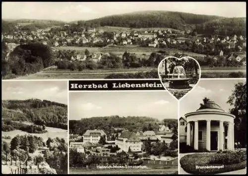 Bad Liebenstein  Blick zur Ruine, Heinrich-Mann-Sanatorium, Brunnentempel 1975