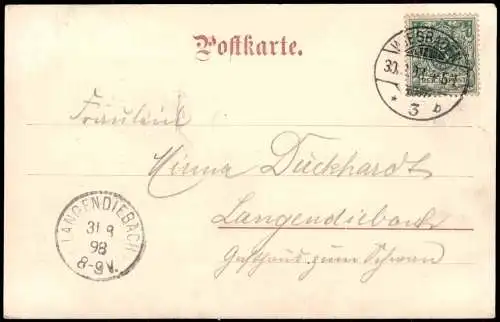 Ansichtskarte Wiesbaden Kochbrunnen Kutsche 1898