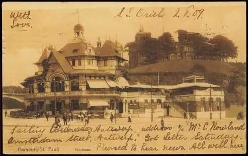 Ansichtskarte St. Pauli-Hamburg Straßenpartie am Fährhaus 1909