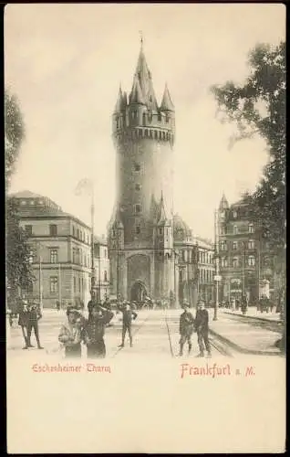 Innenstadt-Frankfurt am Main Eschenheimer Turm Kinder auf der Straße 1906