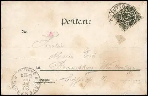 Ansichtskarte Stuttgart Eberhardgruppe im Schlossgarten Heraldik 1900