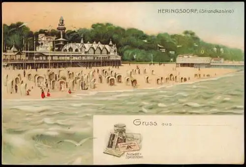 Ansichtskarte Heringsdorf Usedom Badestrand mit Strand-Kasino 1911