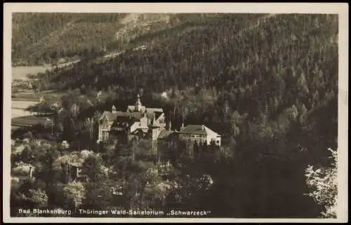 Bad Blankenburg Panorama-Ansicht mit Thüringer Wald-Sanatorium Schwarzeck 1920