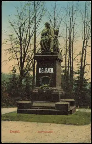 Postcard Dorpat Tartu (Дерпт / Derpt) Baer-Denkmal Dorpat 1912