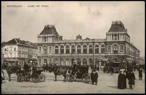 Postkaart Brüssel Bruxelles Gare du Nord (Nord-Bahnhof) 1911