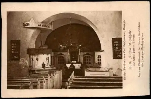 Ansichtskarte Bremen Kirche St. Jürgen (Innenansicht) 1915