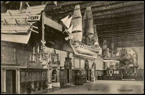 Ansichtskarte Bremen Rathaus Rathaussaal (Schiffe an der Decke) 1912