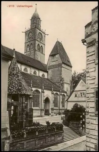 Ansichtskarte Überlingen Ortsansicht, Partie an der Kirche 1910