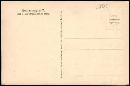 Ansichtskarte Rothenburg ob der Tauber Giebel am Strauss'schen Haus 1920