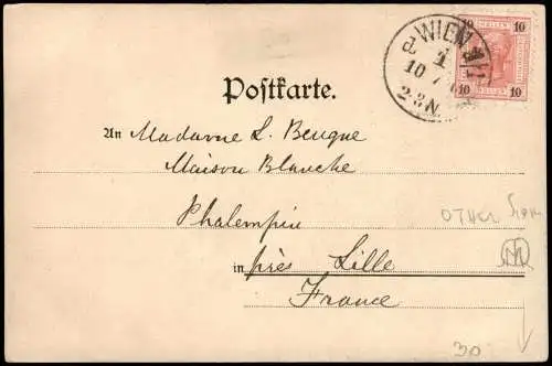Ansichtskarte Wien Straßenszene Kutsche Künstlerkarte Federzeichnung 1905
