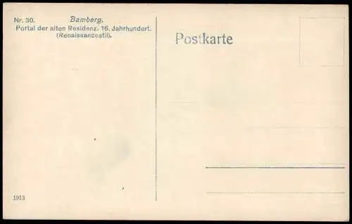 Ansichtskarte Bamberg Portal der alten Residenz. 16. Jahrhundert. 1913