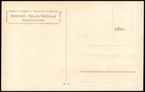 Ansichtskarte Bremen Neues Rathaus Gobelinzimmer 1928