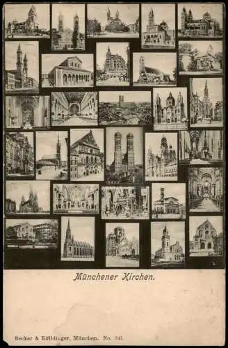 Ansichtskarte München Microskopkarte Kirchen 1912