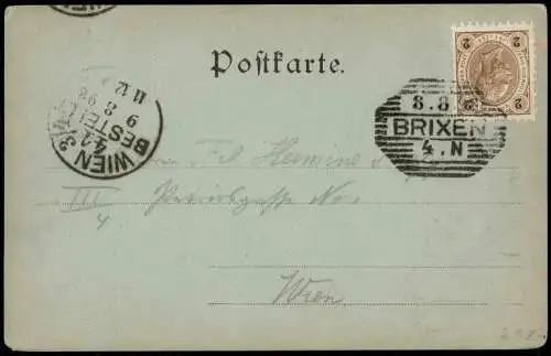 Cartolina Brixen Bressanone Mondscheinlitho Südtirol 1898