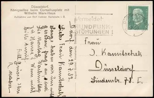 Düsseldorf Königsallee beim Corneliusplatz mit Wilhelm Marx-Haus 1930