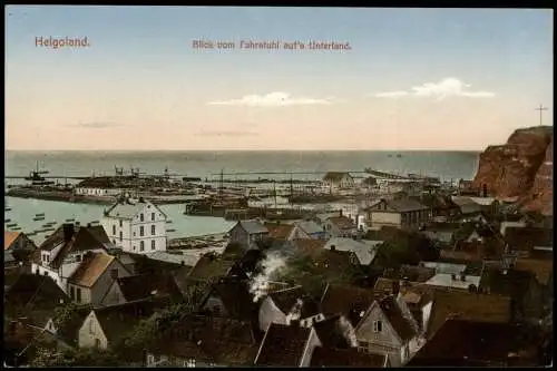 Ansichtskarte Helgoland (Insel) Blick vom Fahrstuhl auf's Unterland. 1911