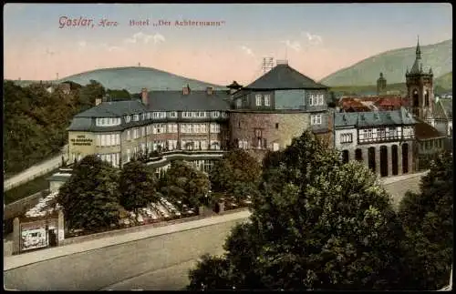 Ansichtskarte Goslar Straßenpartie Harz Hotel Achtermann 1926