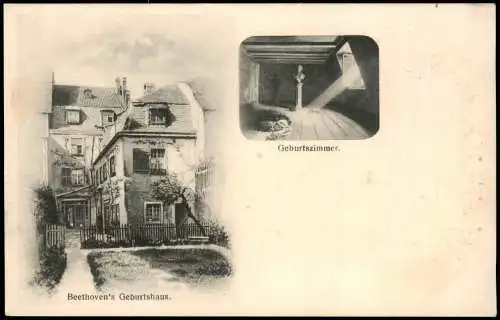 Ansichtskarte Bonn Beethovens Geburtshaus und Zimmer 2 Bild 1909