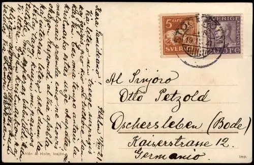 Godt Nytt År! Neujahr Sylvester New Year Mädchen auf Schlitten 1921