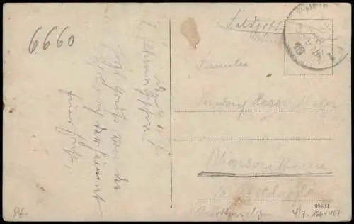 Ansichtskarte Zweibrücken Partie an der Ludwigschule 1918 Feldpost 1.WK