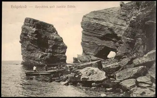 Helgoland (Insel) Felsen Ansicht Hoysbörn und dunkle Höble. 1910