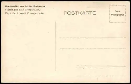 Ansichtskarte Baden-Baden Hotel Bellevue Hotelhalle mit Antiquitäten 1932