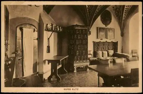 Ansichtskarte Wierschem Burg Eltz Innenansicht Speisezimmer 1912