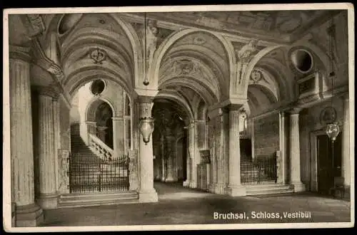 Ansichtskarte Bruchsal Innenansicht Schloss, Vestibül 1911