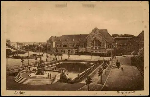 Ansichtskarte Aachen Hauptbahnhof, Bahnhofsvorplatz 1910