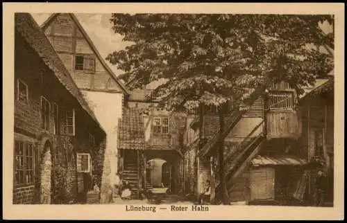 Lüneburg Stadtteilansicht Partie Roter Hahn Gebäude-Ansichten 1910