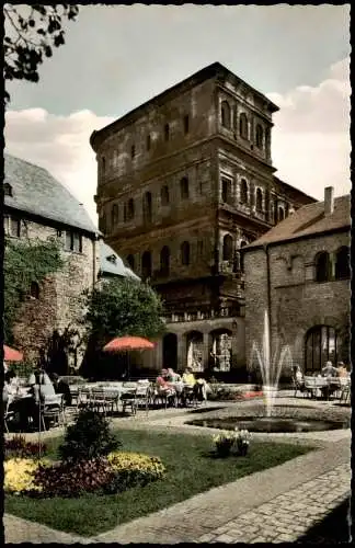 Ansichtskarte Trier Blumenhof mit Blick zur Porta Nigra 1960