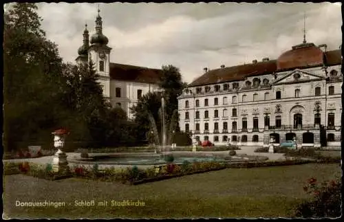 Ansichtskarte Donaueschingen Schloß mit Stadtkirche 1960