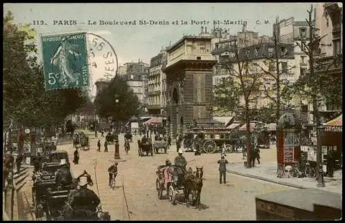 CPA Paris Boulevard St-Denis et la Porte St-Martin 1915   1. WK Feldpost  )