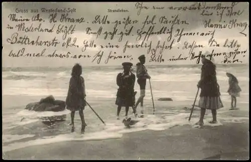 Ansichtskarte Westerland-Sylt Strandleben auf der Insel Sylt, Nordsee 1910