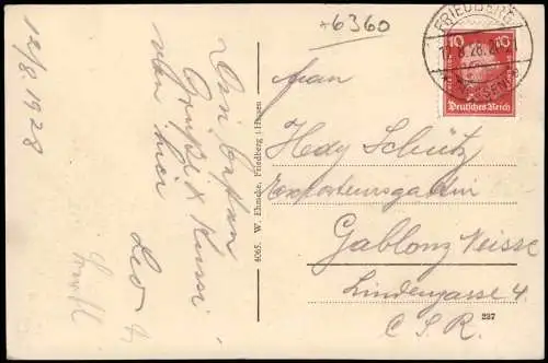 Ansichtskarte Friedberg (Hessen) Hinteres Burgtor 1928