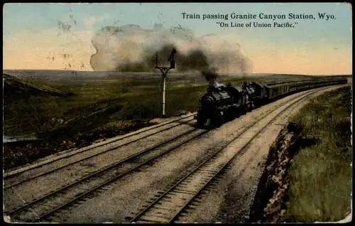 USA United States of America Train Granite Canyon  Wyoming Dampflokomotive 1913