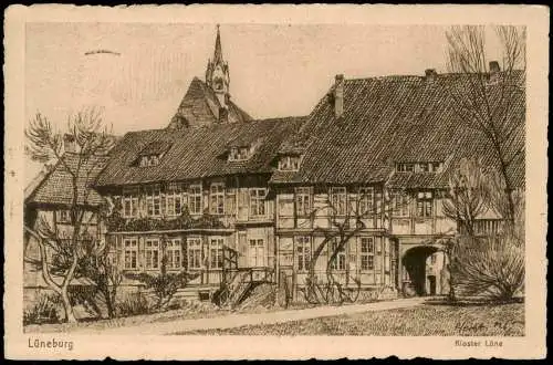 Ansichtskarte Lüneburg Kloster Lüne Künstlerkarte Federzeichnung 1927