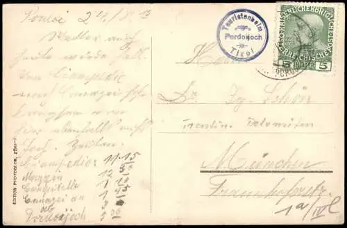 Kanzenei Canazei (Cianacèi) Pordoijoch / Passo Pordoi Sellagruppe 1912
