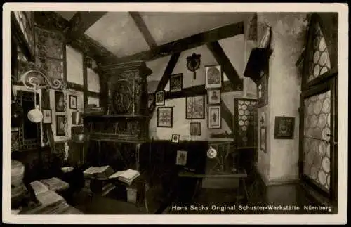 Ansichtskarte Nürnberg Hans Sachs Original Schuster-Werkstätte 1930