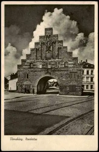 Ansichtskarte Flensburg Partie am Nordertor 1938