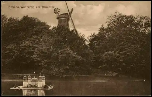 Ansichtskarte Bremen Wallpartie am Doventor Windmühle 1914