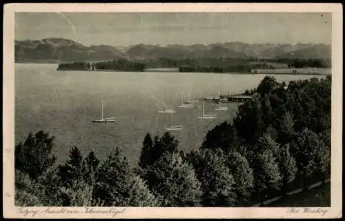 Ansichtskarte Tutzing Aussicht vom Johanneshügel 1928