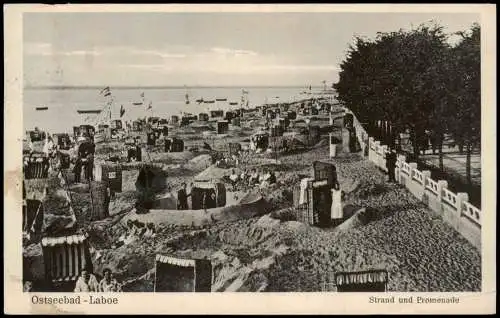 Ansichtskarte Laboe Strand und Promenade 1932