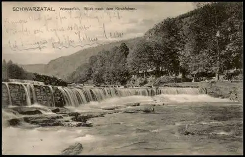 .Thüringen SCHWARZATAL Wasserfall Blick nach dem Kirchfelsen 1916