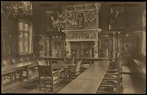 Ansichtskarte Lübeck Rathaus, Kriegsstube 1915