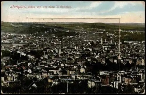 Ansichtskarte Stuttgart Panorama-Ansicht Blick von der alten Weinsteige 1919